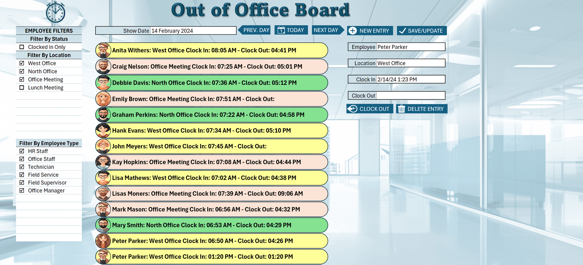 Out of Office tracking in Excel | XLDB Spreadsheet Solutions