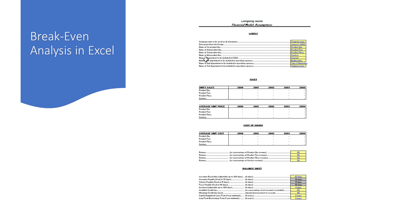 Break Even Analysis In Excel - XLDB Spreadsheet Solutions