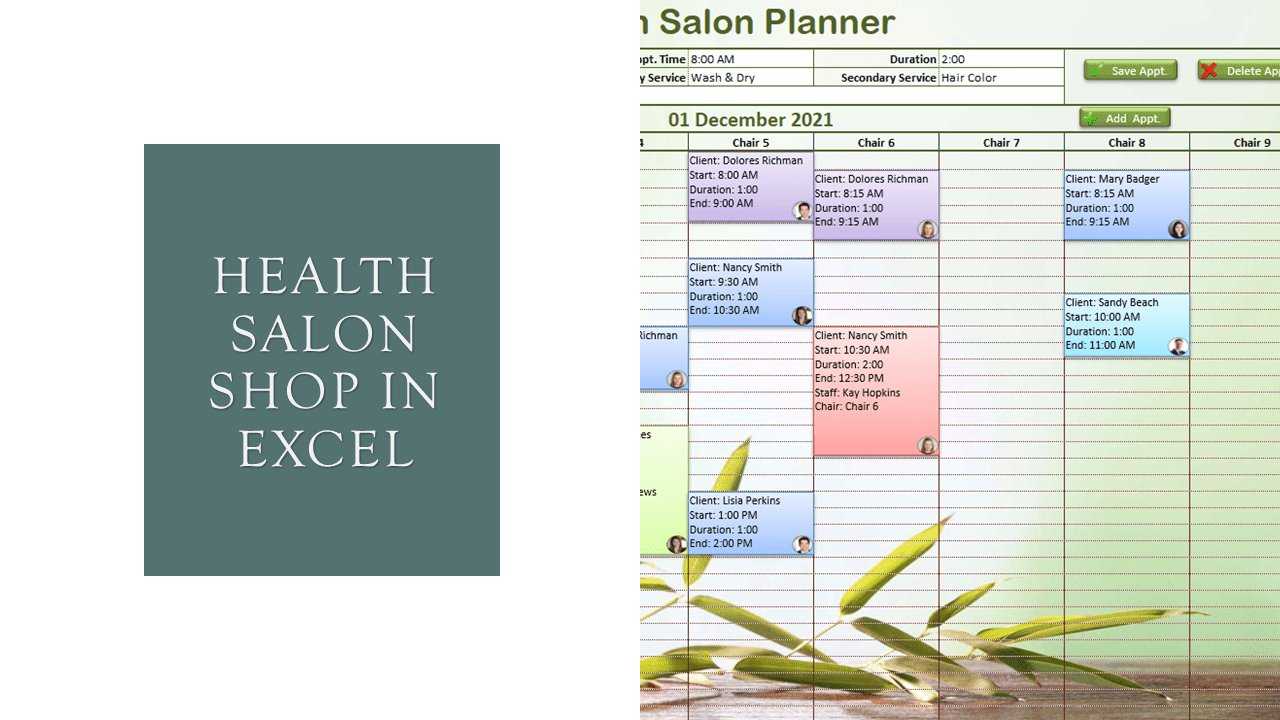Health Salon Business | XLDB Spreadsheet Solutions