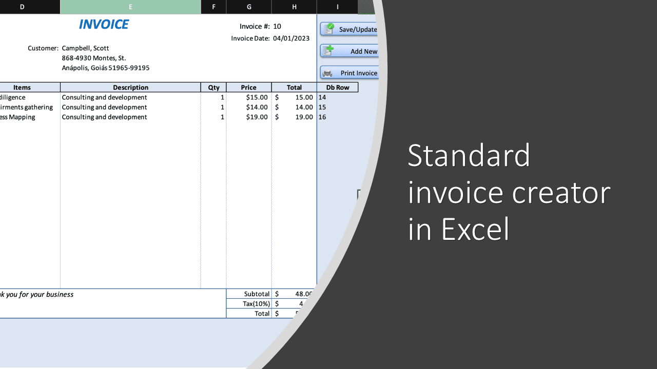 Invoices Templates | XLDB Spreadsheet Solutions