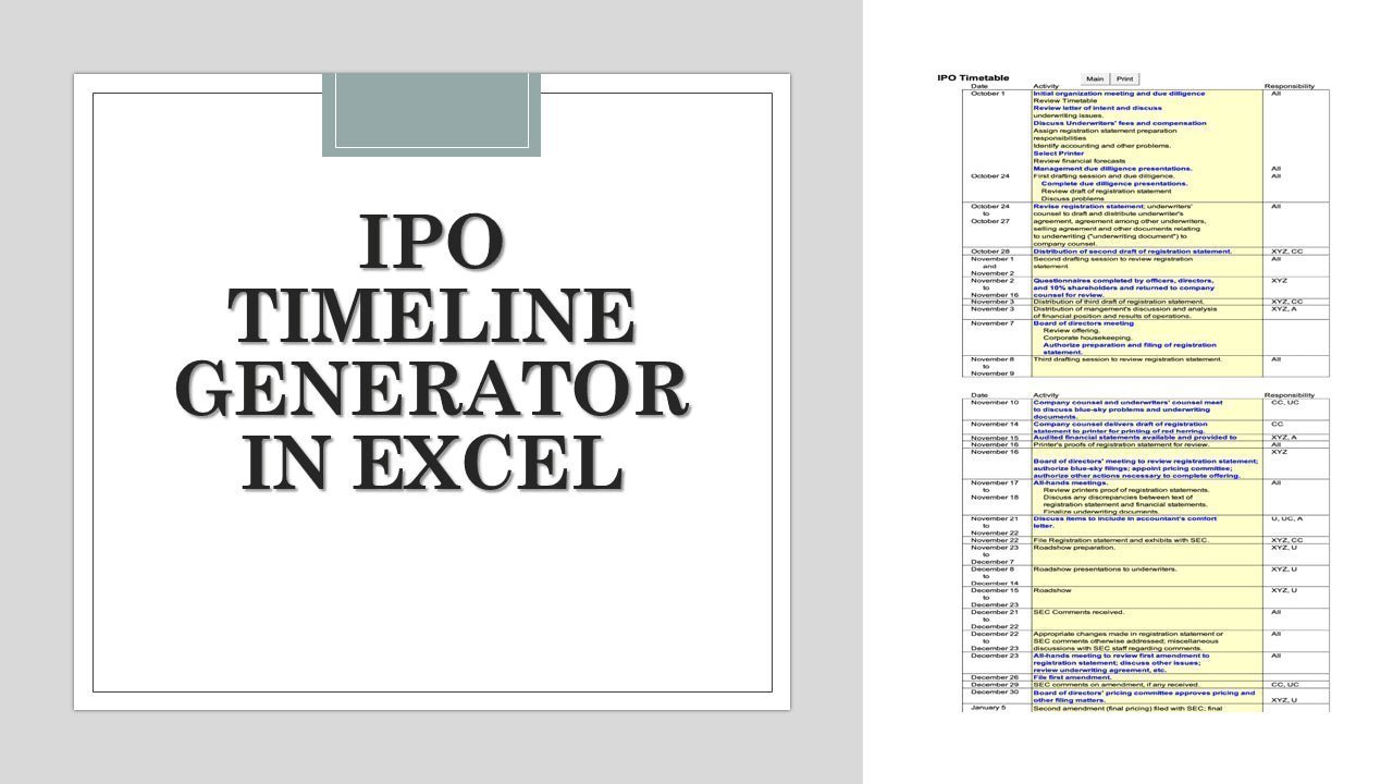 IPO Timeline Generator - XLDB Spreadsheet Solutions