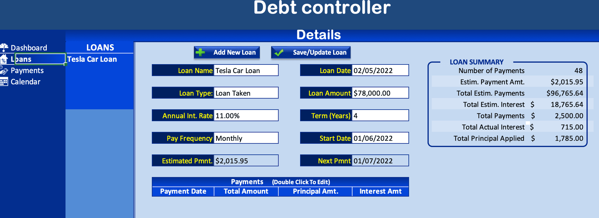 Personal Debt Controller - XLDB Spreadsheet Solutions