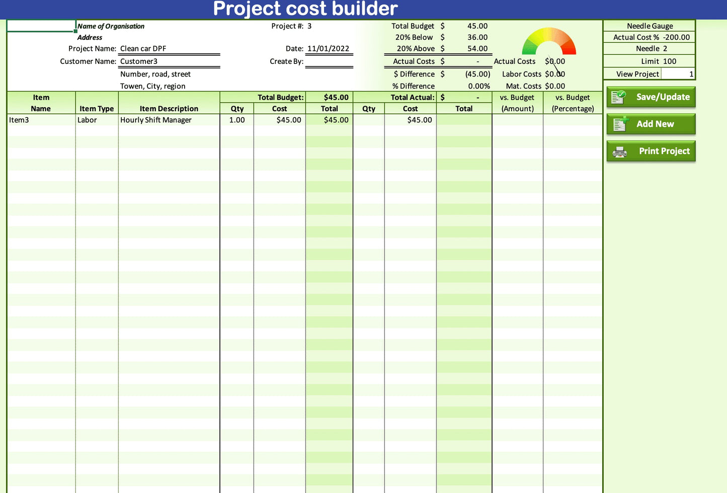 Project Budgeting Template - XLDB Spreadsheet Solutions