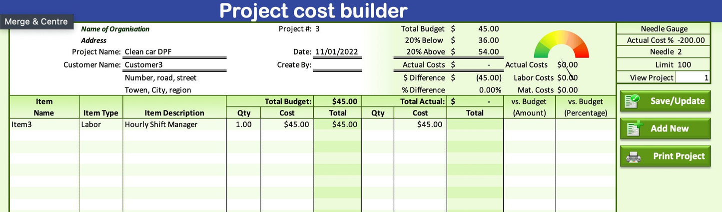 Project Budgeting Template | XLDB Spreadsheet Solutions
