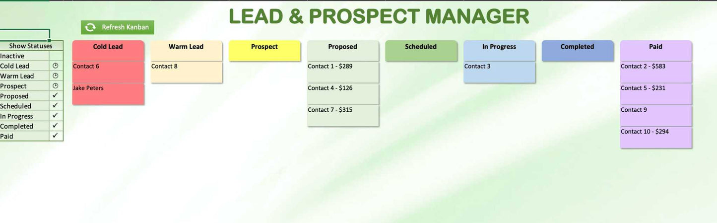 Prospects and leads manager | XLDB Spreadsheet Solutions